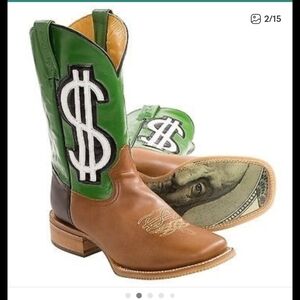 Mens Tin Haul Western Cowboy Boots Benjamin Franklin Cash Size 11 Ranch Worn